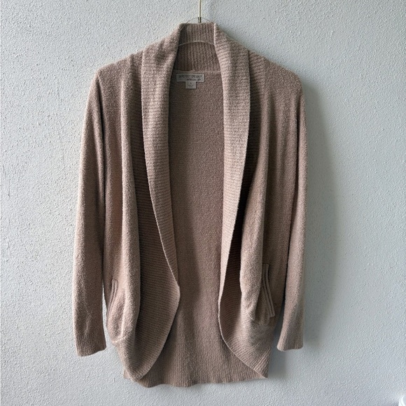 Barefoot Dreams CozyChic Taupe Circle Cardigan Size S Loungewear Soft Grandma - Picture 1 of 11